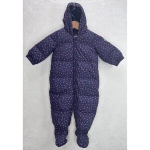 GAP Navy 12-18 month Baby Snowsuit with Pink Heart Accent